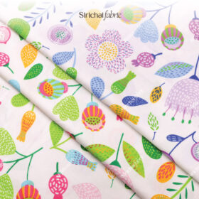 ผ้าคอตต้อน 100% ลายดอกเฮลเลบอรัส หน้ากว้าง 65 นิ้ว