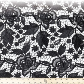 ผ้าลูกไม้หนา ลายดอกกุหลาบ หน้ากว้าง 45 นิ้ว